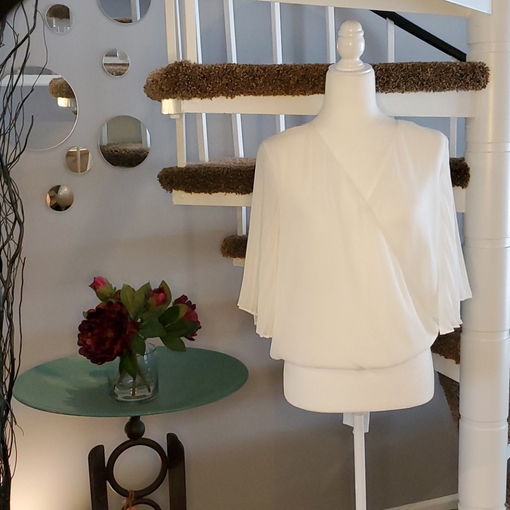 Surplice Pleated Sleeve Top